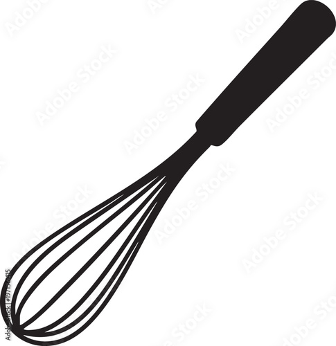 Kitchen wire whisk cooking utensil for baking and food preparation logo icon