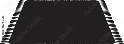 Traditional fringed rug silhouette for home interior decor logo element