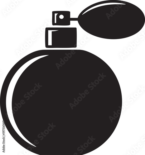 Vintage perfume bottle with atomizer spray pump silhouette logo