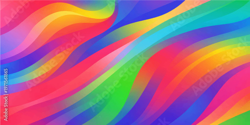 Abstract rainbow background featuring a colorful geometric vector design with bright seamless stripes, wavy lines, and a light spectrum pattern for a modern artistic wallpaper illustration