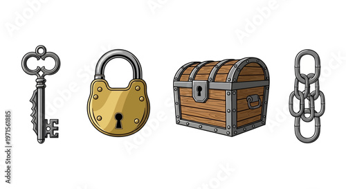 Vintage treasure chest and lock.