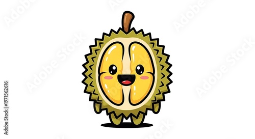 Durian Fruit Cartoon Character Illustration.