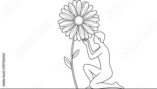 Elegant sunflower sketch a delicate botanical illustration in black and white