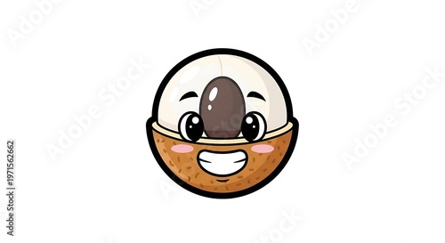 Cartoon Nut Face Smiling Emoji.