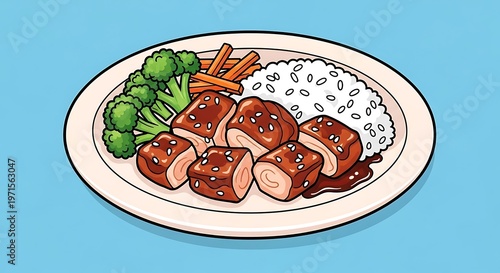 Delicious roasted meat with vegetables.