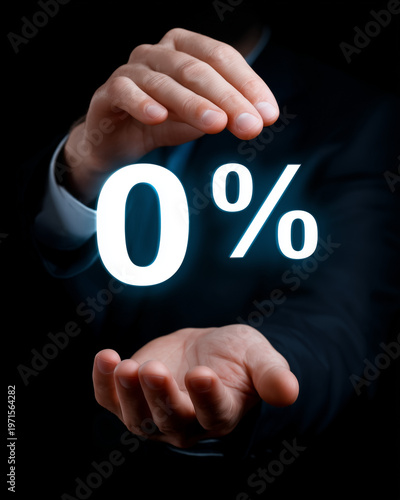 a businessman making proctect gesture over text 