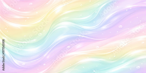 An artistic abstract colorful background features vibrant rainbow waves and a bright vector pattern of motion lines with blue, green, and yellow light textures for a modern design backdrop