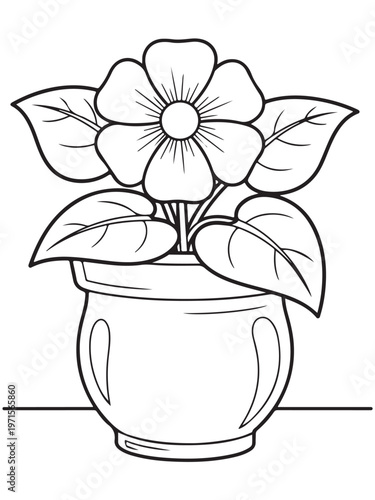 Elegant photo of flower pot coloring page for kids