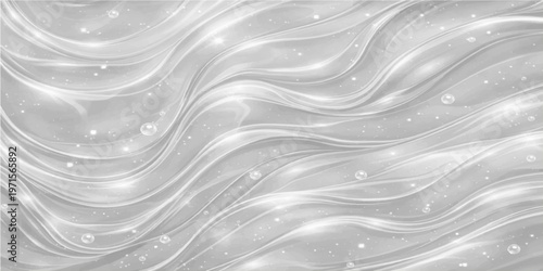 Abstract background vector illustration featuring a smooth liquid flow of blue silk waves and soft satin ripples in a wavy motion design