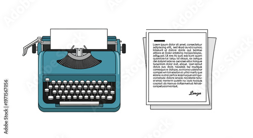 Vintage Teal Typewriter Writing Machine.