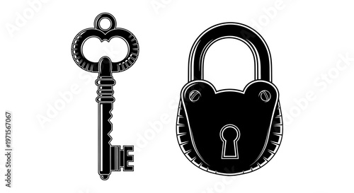 Key and Padlock Security Symbol.