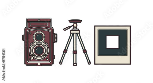 Vintage Camera and Tripod Setup.