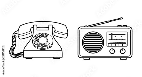 Vintage Telephone and Radio Devices.