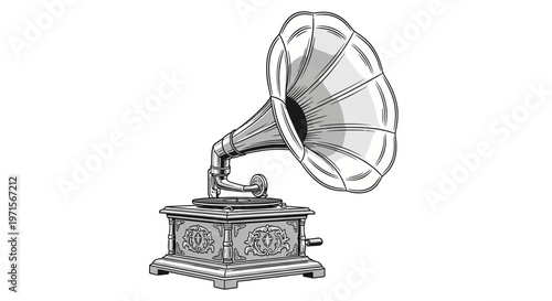 Vintage Gramophone Music Player Device.