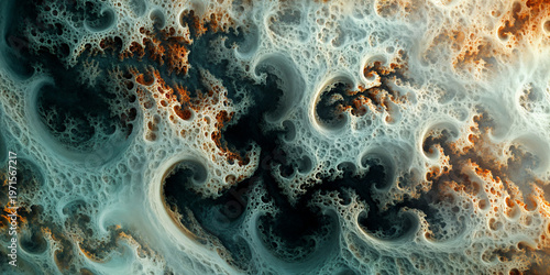 Abstract Organic Foam Structure with Glowing Orange Fluid Texture