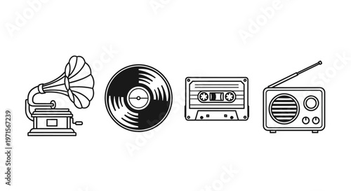 Vintage Music Player Radio Vinyl.