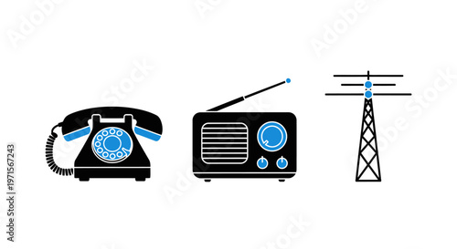 Vintage Radio Telephone and Tower.