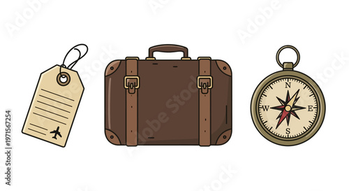 Travel luggage and navigation tools.