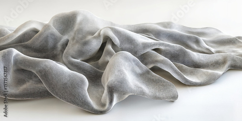 Abstract Gray Fabric Landscape with Soft Flowing Drapery Texture