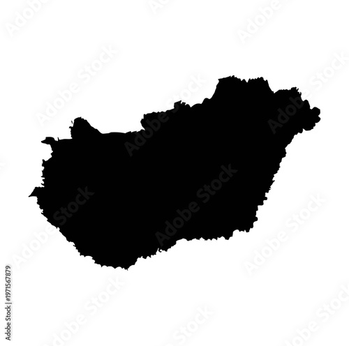 Hungary map silhouette with detailed border lines isolated on transparent background design