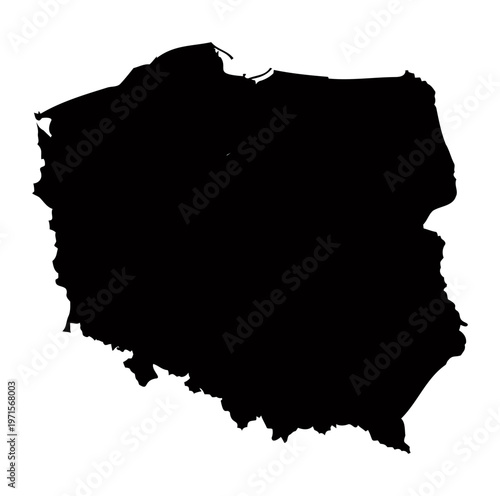 Black silhouette map of Poland on transparent background vector illustration