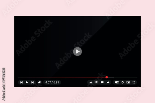 Realistic Video Player Modern UI UX with Playback Controls Template.
