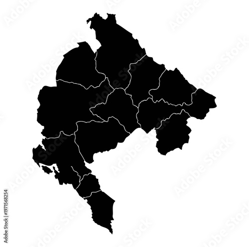 Outline of montenegro map on transparent background. high quality map with borders