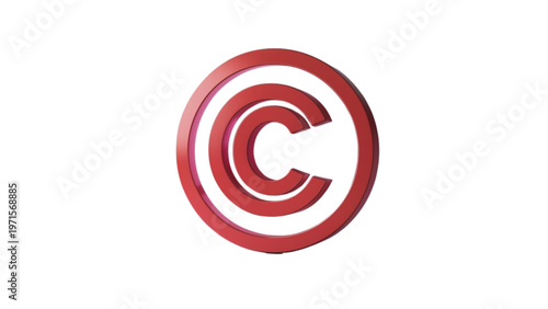 Red copyright symbol on white background  copy protection icon
