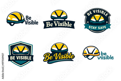 Be visible safety helmet logos in various styles and designs