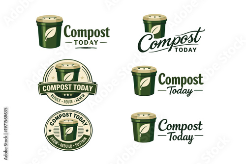 Eco-friendly compost bin logos for sustainable waste management