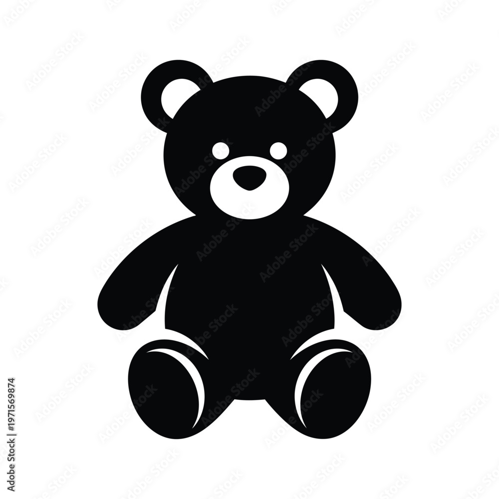 Obraz premium A classic black and white illustration of a simple, friendly teddy bear.