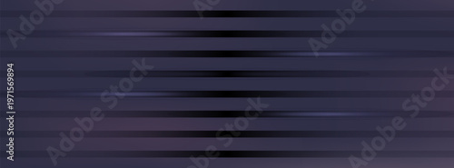 A dark futuristic vector abstract background with glowing horizontal speed lines and layered bands in sleek purple and blue tones.