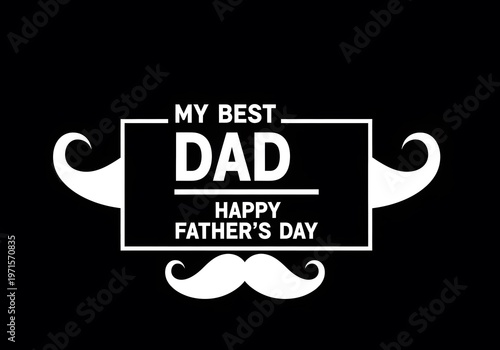 Happy Fathers Day card with white text and mustache