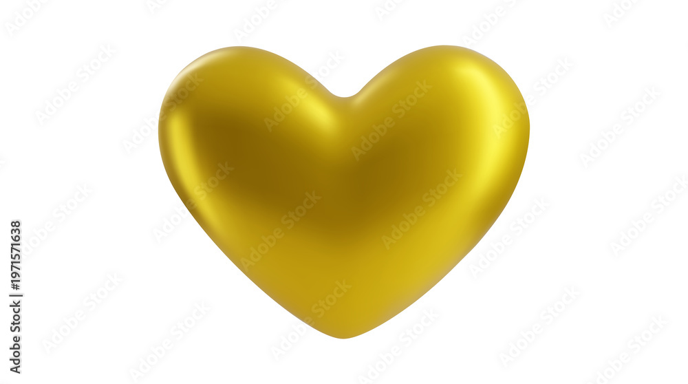 Fototapeta premium Golden Heart Shape Isolated on Transparent Background