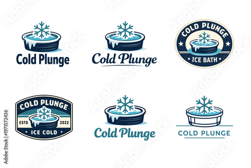 Cold plunge ice bath logos with snowflake designs