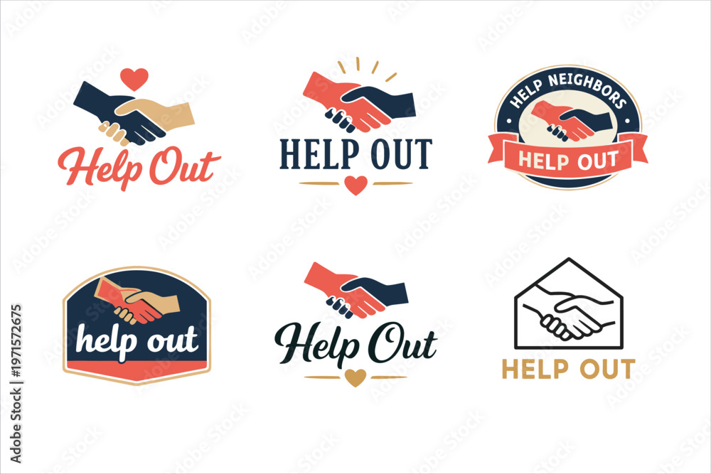 Fototapeta premium Help out logo collection with handshake designs and inspirational elements