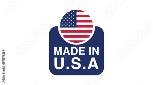 Made in USA Minimalist Graphic with Stars and Stripes Isolated on Transparent Background