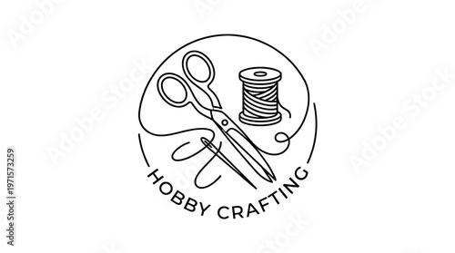 Hobby Crafting Line Art Logo.