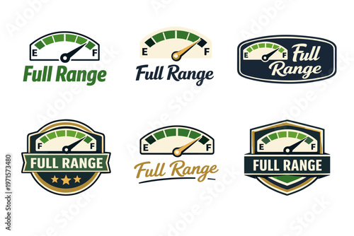 Full range fuel gauge logos collection with bold designs