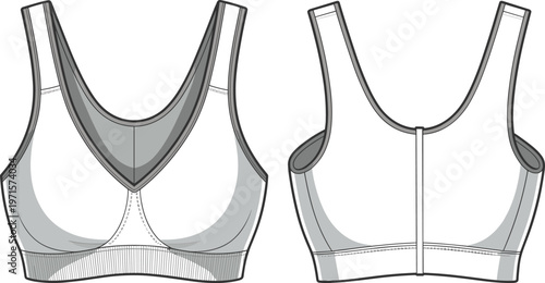 White sports bra front and back view, designed for comfort and support.