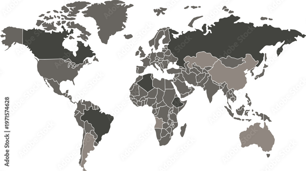 Obraz premium grey color world map on white background
