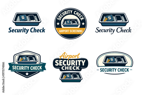 Airport screening security check logo collection