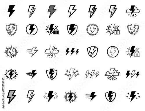 Lightning Bolt Icon – Energy, Power & Electric Symbol Line Style