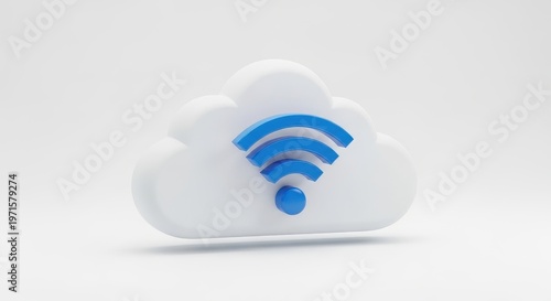 A cloud with a blue wifi symbol on it