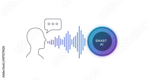 AI voice recognition, smart artificial intelligence, sound wave, voice assistant, technology icon