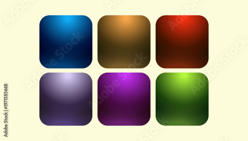 Glossy colorful square buttons set vector illustration design element for UI interface web design mobile apps and digital controls concept