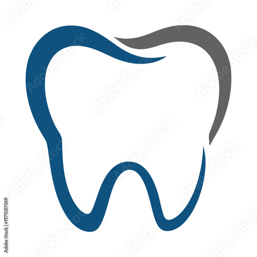 A stylized illustration of a molar tooth with a cavity filling depicted in gray