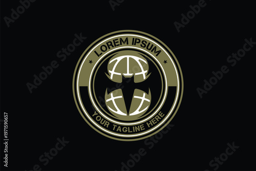 Silhouette bat with globe vector logo template