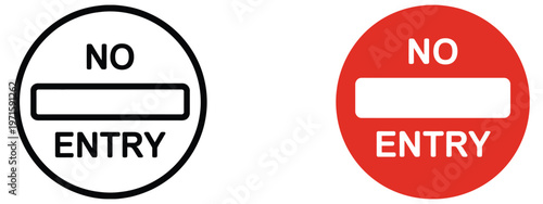 No road enter sign icon vector graphic, no entry traffic symbol, restricted road access warning sign, prohibition driving direction indicator, stop and do not enter street sign, vector 
