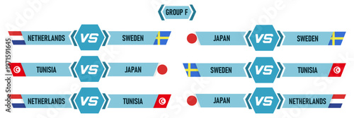 Group F Match Schedule: Netherlands, Sweden, Japan, and Tunisia in International Sports Competition